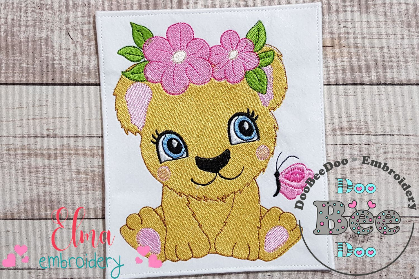 Lion Girl with Flowers - Fill Stitch