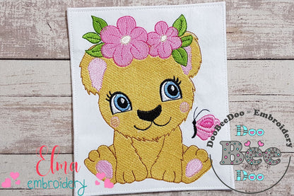 Lion Girl with Flowers - Fill Stitch