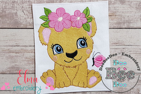 Lion Girl with Flowers - Fill Stitch