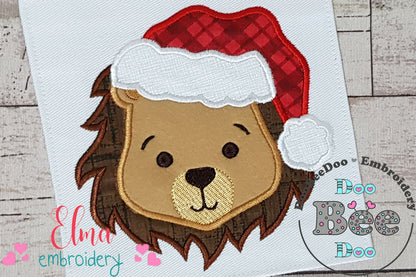 Christmas Lion Boy Face Santa  - Applique