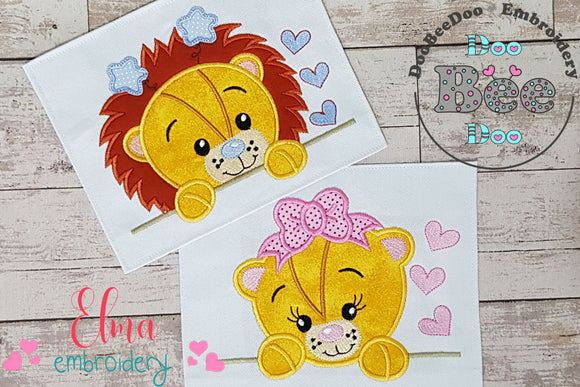 Lion Girl and Boy - Set of 2 designs  - Applique