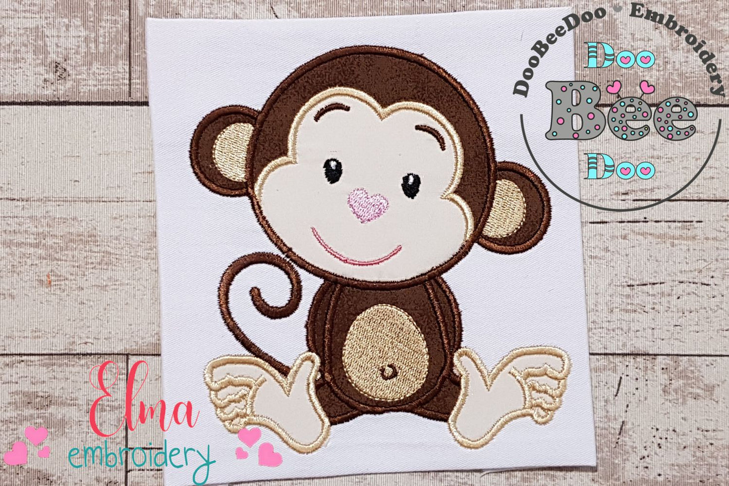 Monkey Boy Smiling - Applique - Machine Embroidery Design