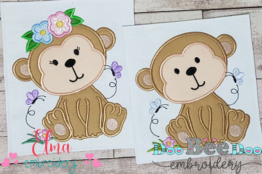 Monkey Girl and Boy - Set of 2 designs - Applique