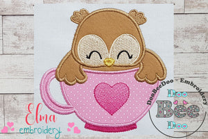 Owl Girl in the Cup - Applique