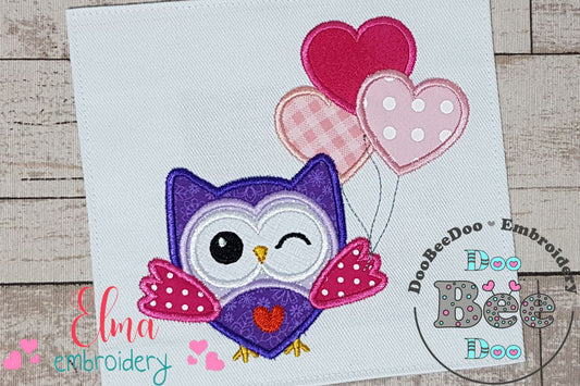 Valentine's Owl Heart Balloons - Applique