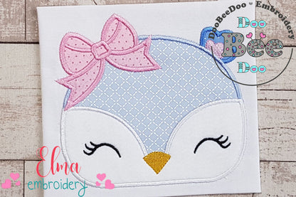 Cute Owl Girl Face - Applique