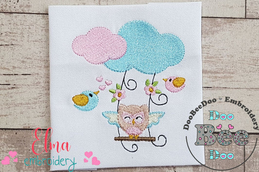 Owl on the Cloud Swing - Fill Stitch