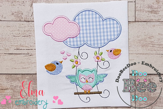 Owl on the Cloud Swing - Applique