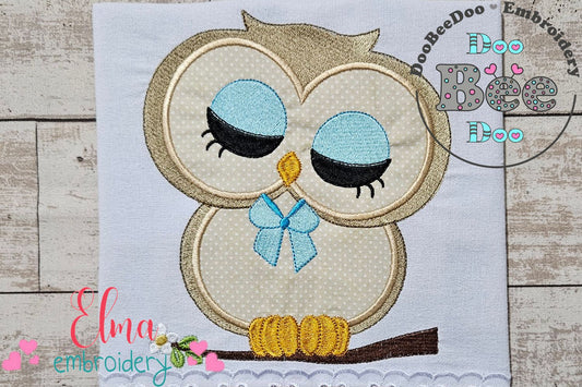 Cute Owl Boy on the Branch - Applique