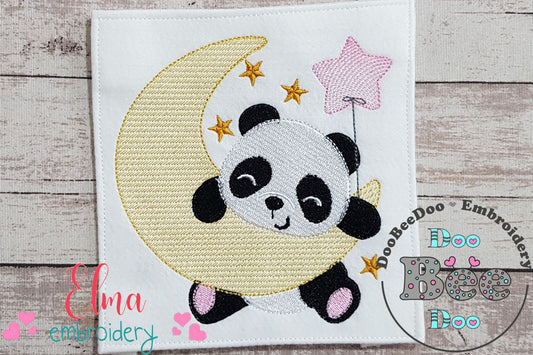 Panda Bear on the Moon - Fill Stitch - 4x4 5x5 6x6 7x7