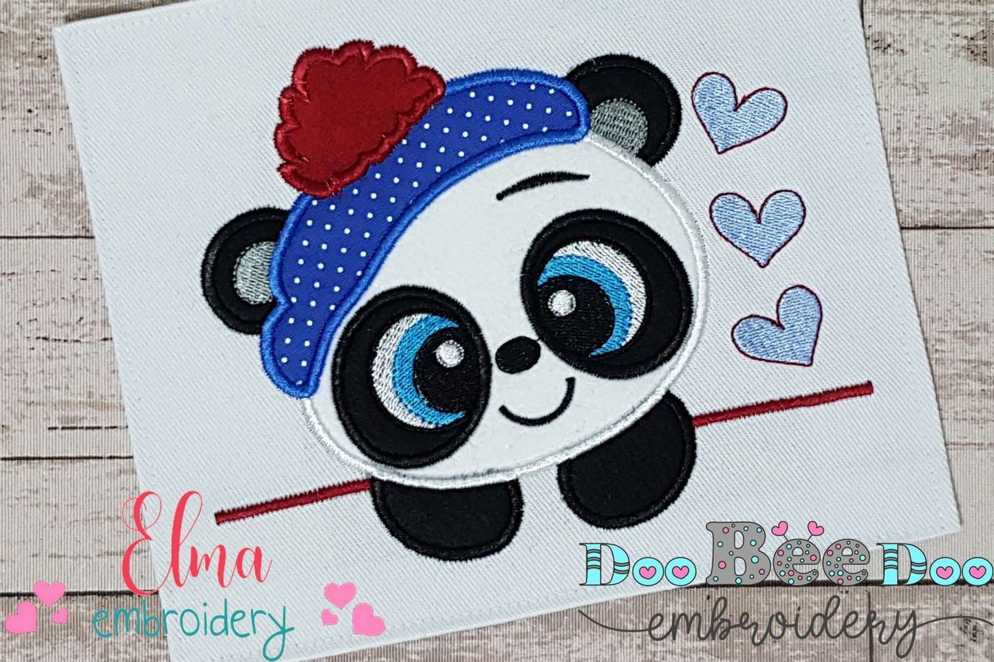 Panda Bear Boy - Applique - 4x4 5x7 6x10 7x12