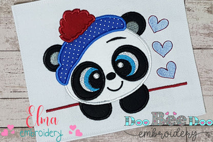 Panda Bear Boy - Applique - 4x4 5x7 6x10 7x12
