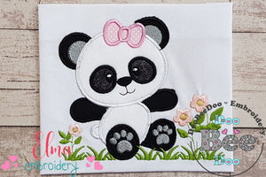 Panda Bear Girl - Applique - 4x4 5x5 6x6 7x7