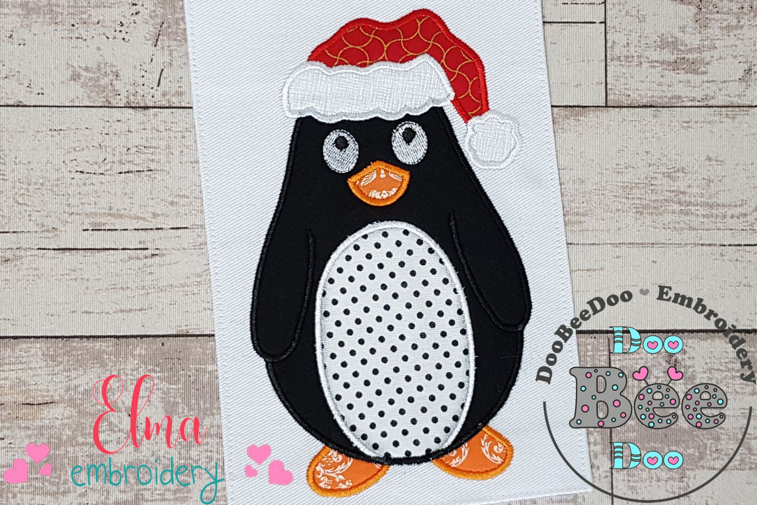 Birthday Penguin Simple Stitch and Sketch Fill Applique Embroidery Machine  Design