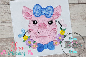 Piglet Flowers - Applique Embroidery