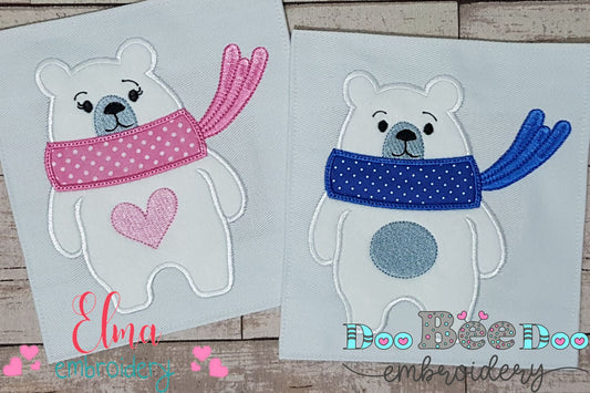 Polar Bear Girl and Boy - Set of 2 designs - Applique