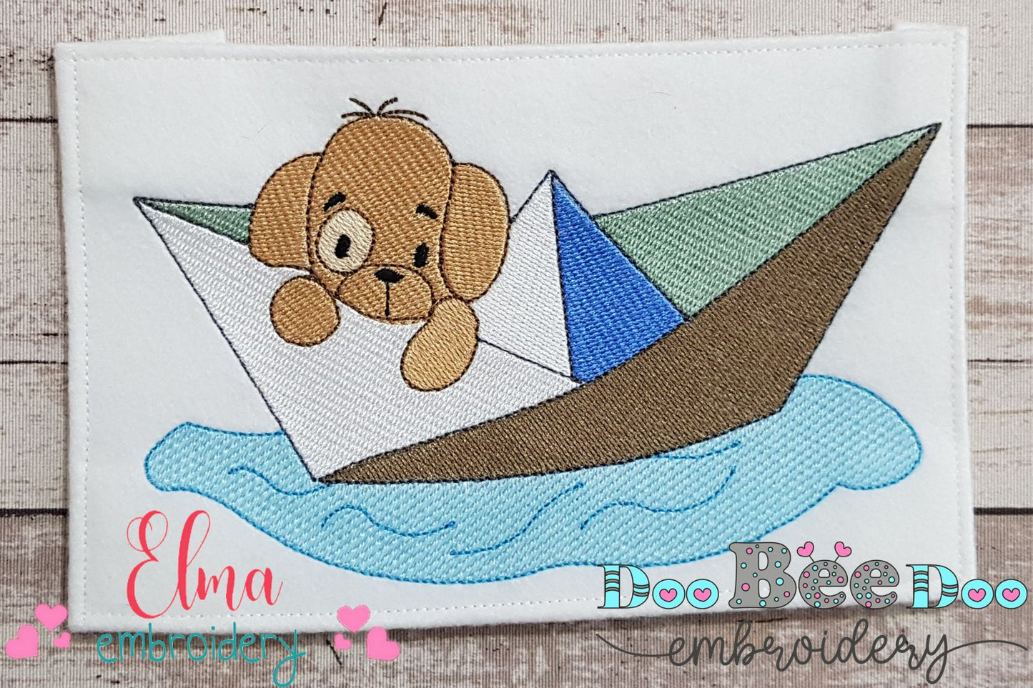 Puppy Dog in a Paper Boat - Fill Stitch