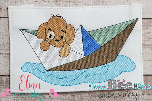 Puppy Dog in a Paper Boat - Fill Stitch