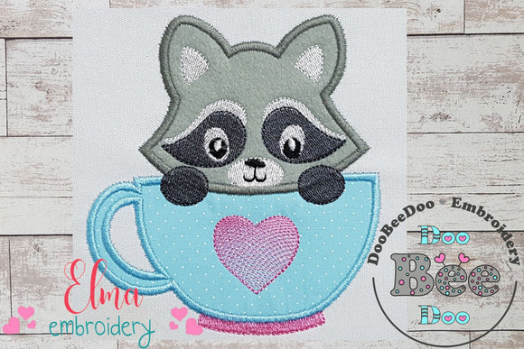 Raccon in the Cup - Applique