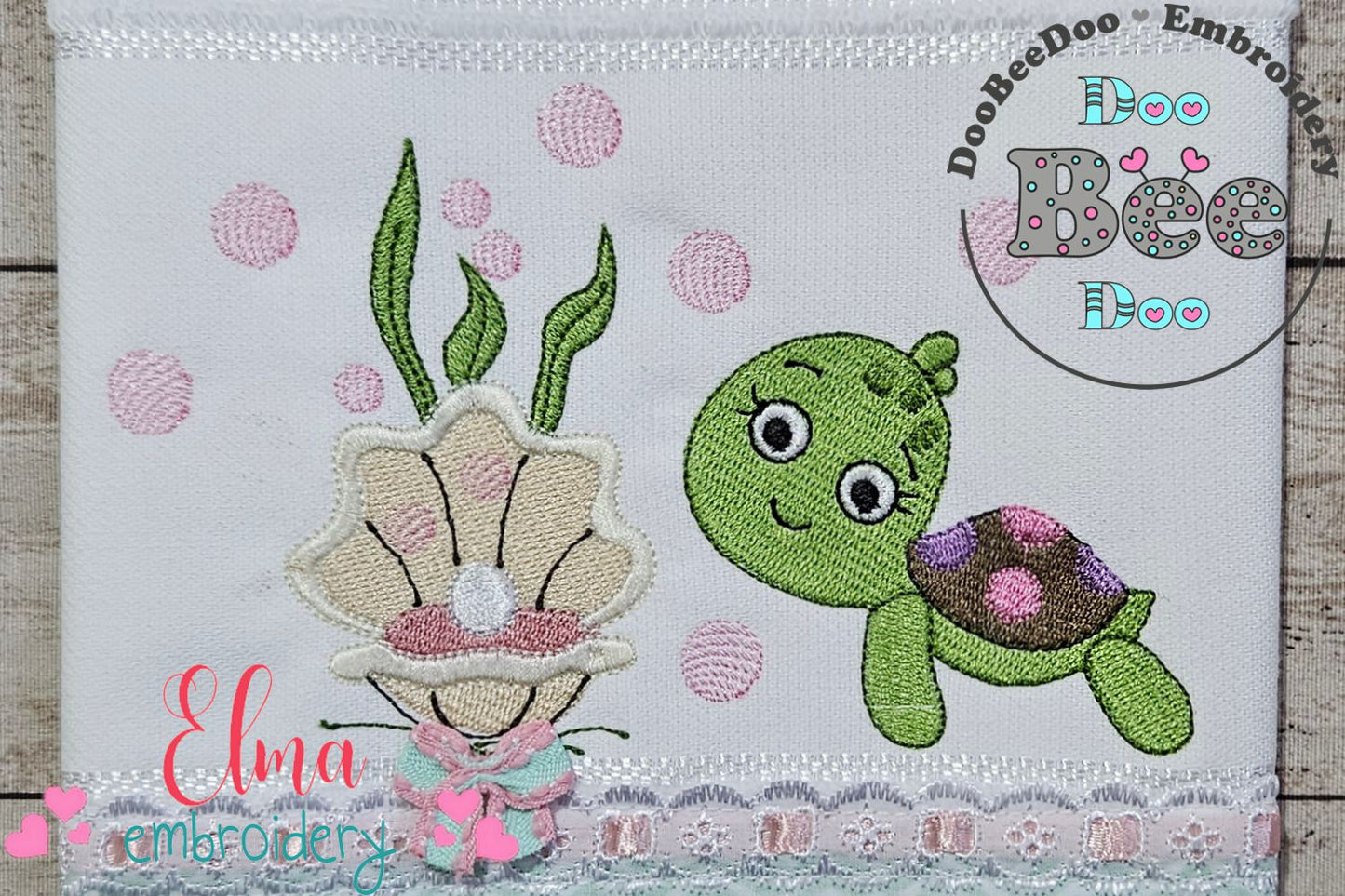 Sea Turtle Girl, Shell and Pearl - Fill Stitch