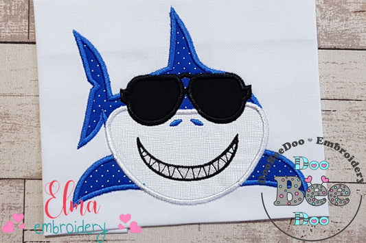 Shark Boy with Sunglasses - Applique Embroidery