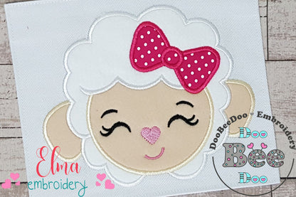Sheep Girl Face - Applique - Machine Embroidery Design