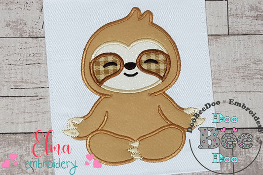 Sloth Yoga Meditation - Applique Embroidery