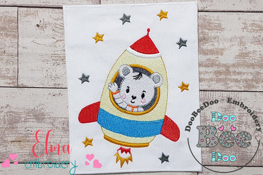 Teddy Bear in a Spaceship - Fill Stitch