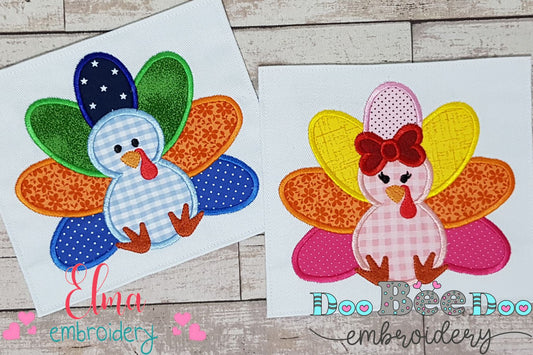 Thanksgiving Turkey Girl and Boy - Set of 2 designs - Applique