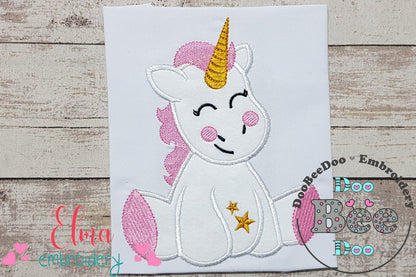 Cute Unicorn - Applique - Machine Embroidery Design