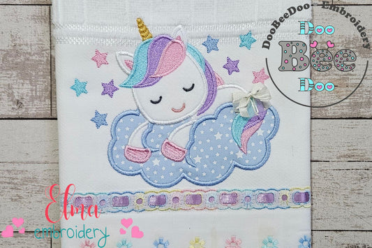 Unicorn Sleeping on the Cloud - Applique Embroidery