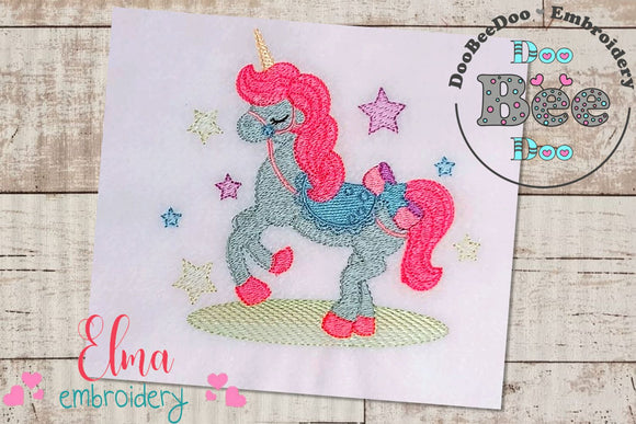 Unicorn and Stars - Fill Stitch - Machine Embroidery Design