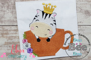 Prince Zebra in the Cup - Fill Stitch