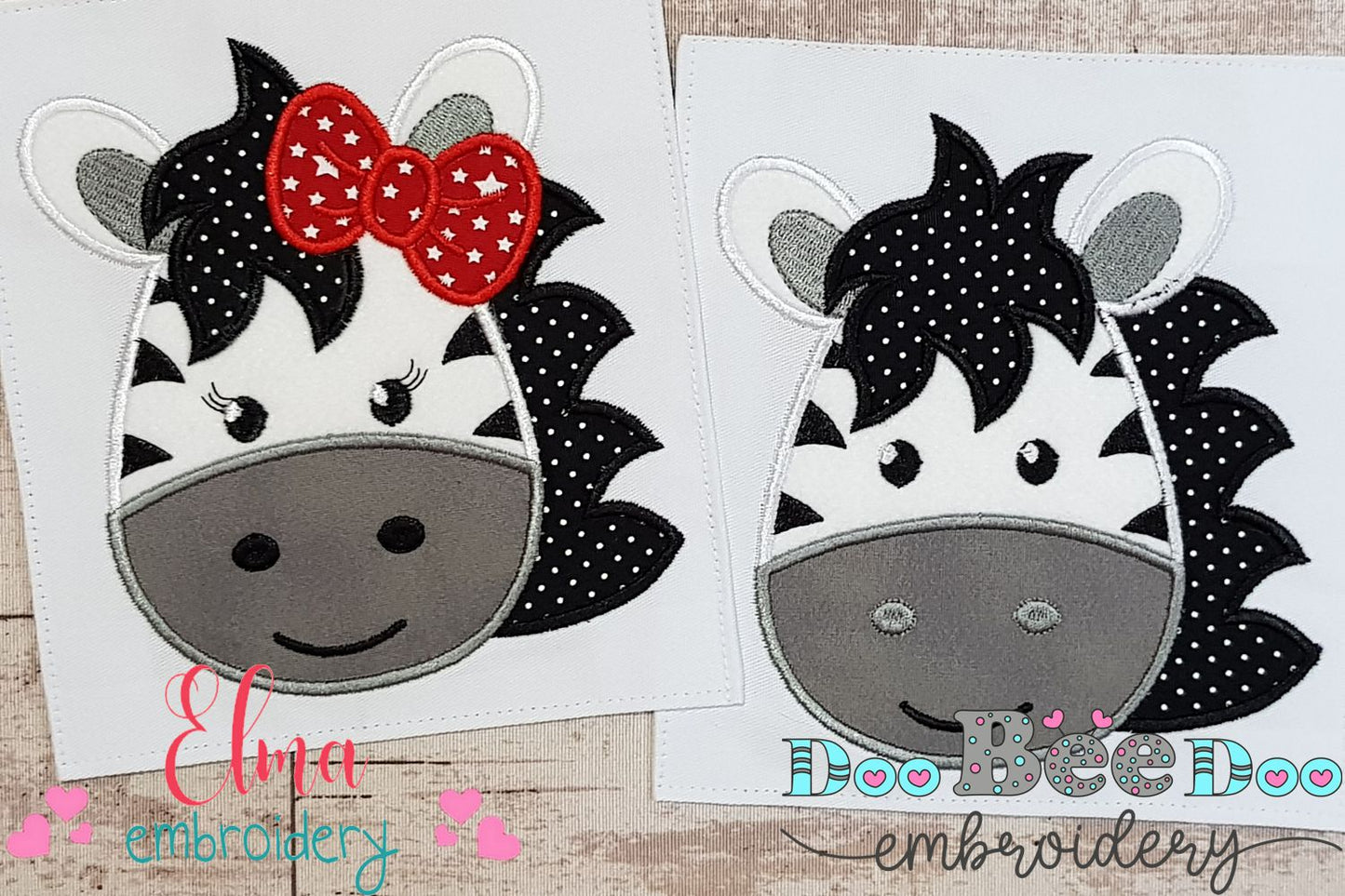 Zebra Face Boy and Girl - Aplique - Set of 2 designs