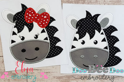 Zebra Face Boy and Girl - Aplique - Set of 2 designs