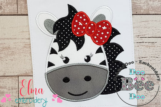 Zebra Face Girl - Aplique Embroidery