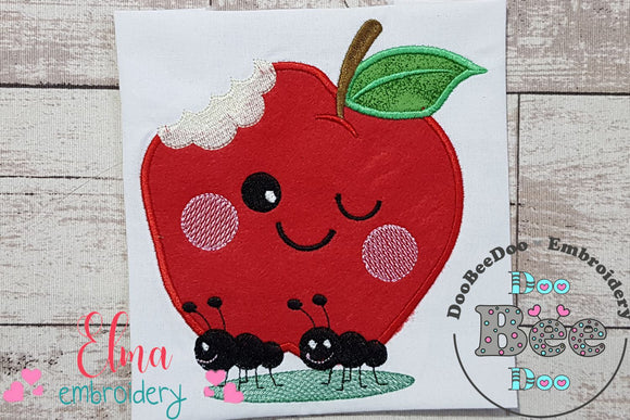 Ants Carrying a Happy Apple - Applique