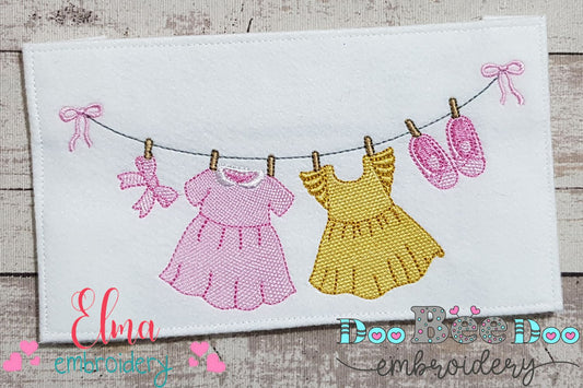 Baby Girl Clothesline - Fill Stitch - Machine Embroidery Design