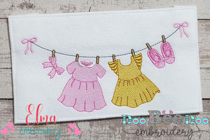 Baby Girl Clothesline - Fill Stitch