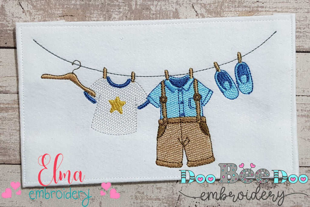 Baby Boy Clothesline - Fill Stitch Embroidery