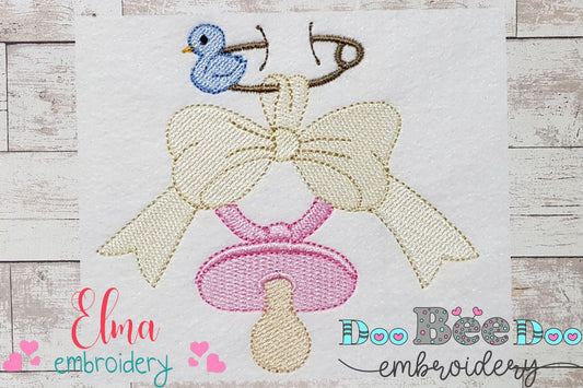 Baby Binky, Bow and Bird - Fill Stitch