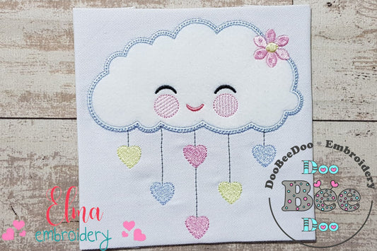 Raining Hearts Raining Love - Applique - Machine Embroidery Design