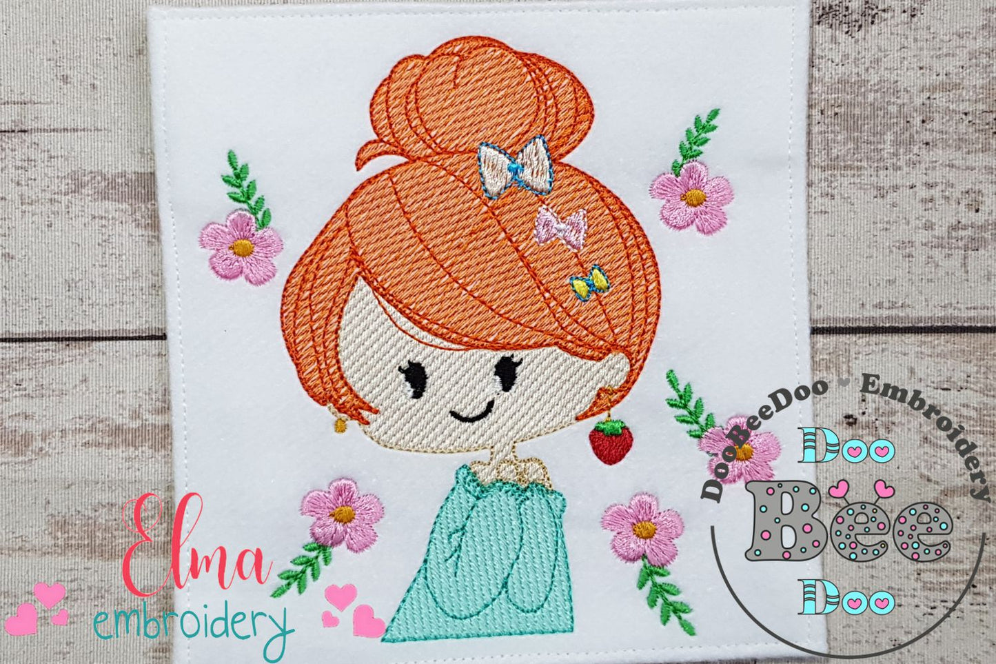 Ginger Girl and Flowers - Rippled