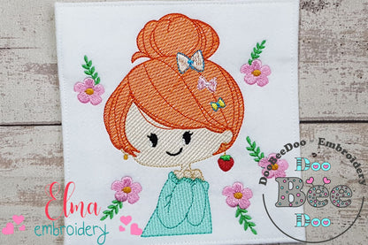 Ginger Girl and Flowers - Rippled