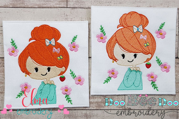Ginger Girl and Flowers - Fill Stitch and Rippled - Set of 2 designs
