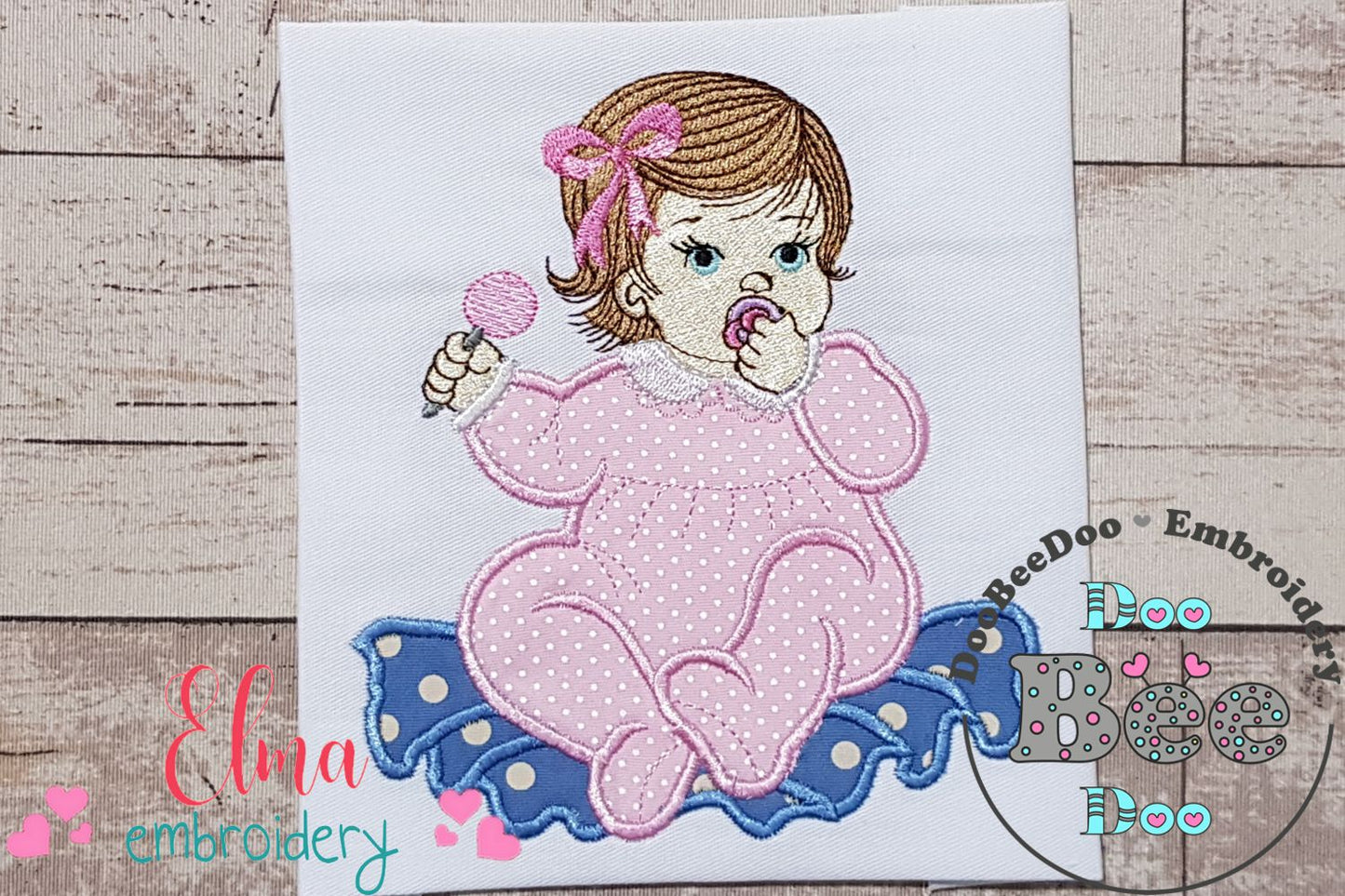 Baby Girl with Candy - Applique - Machine Embroidery Design