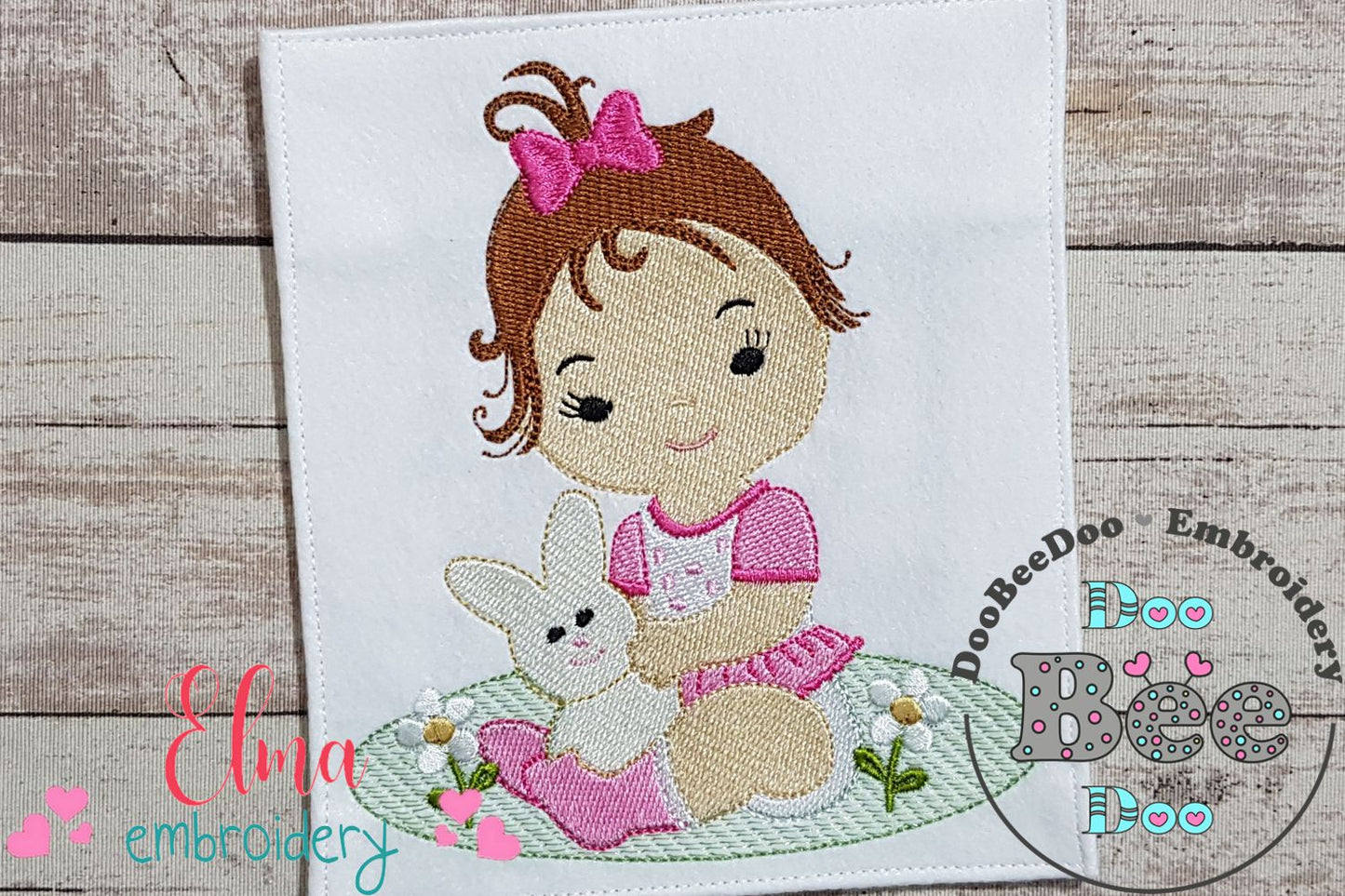 Baby Girl and Bunny - Fill Stitch