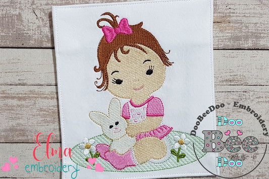 Baby Girl and Bunny - Fill Stitch