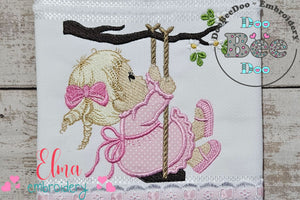 Baby Girl on Garden Swing - Applique Embroidery