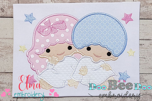 Twins Baby Girl and Baby Boy - Applique